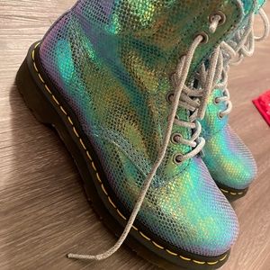 Dr. Martens Women's, 1460 Pascal 8 Eye Boots Blue Iridescent. Asking $90